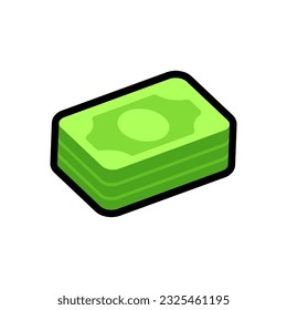 Isolated flat 3d dollars icon for game, interface, sticker, app. The sign in a cartoon style for match 3, arcade, rpg. The sprite for craft element in hyper casual mobile game