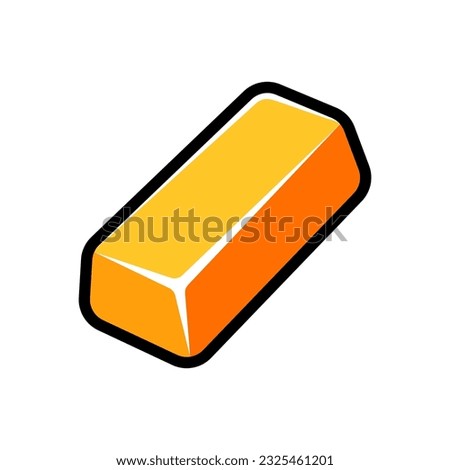 Isolated flat 3d gold ingot icon for game, interface, sticker, app. The sign in a cartoon style for match 3, arcade, rpg. The sprite for craft element in hyper casual mobile game