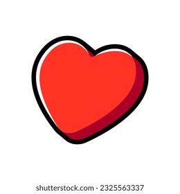 Isolated flat 3d heart icon for game, interface, sticker, app. The sign in a cartoon style for match 3, arcade, rpg. The sprite for craft element in hyper casual mobile game