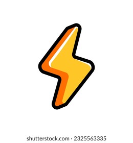 Isolated flat 3d lightning icon for game, interface, sticker, app. The sign in a cartoon style for match 3, arcade, rpg. The sprite for craft element in hyper casual mobile game