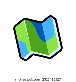 Isolated flat 3d map icon for game, interface, sticker, app. The sign in a cartoon style for match 3, arcade, rpg. The sprite for craft element in hyper casual mobile game