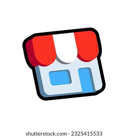 Isolated flat 3d market icon for game, interface, sticker, app. The sign in a cartoon style for match 3, arcade, rpg. The sprite for craft element in hyper casual mobile game