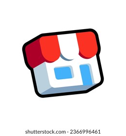 Isolated flat 3d market icon for game, interface, sticker, app. The sign in a cartoon style for match 3, arcade, rpg. The sprite for craft element in hyper casual mobile game