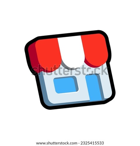 Isolated flat 3d market icon for game, interface, sticker, app. The sign in a cartoon style for match 3, arcade, rpg. The sprite for craft element in hyper casual mobile game