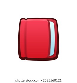 Isolated flat 3d red book icon for game, interface, sticker, app. The sign in a cartoon style for match 3, arcade, rpg. The education sprite for craft element in hyper casual mobile game