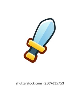 Icono de espada plana aislada 3d para juego, interfaz, pegatina, App. El Iniciar sesión un estilo de dibujos animados para match 3, arcade, rpg. El sprite de ataque para el elemento artesanal en el juego móvil hiper casual