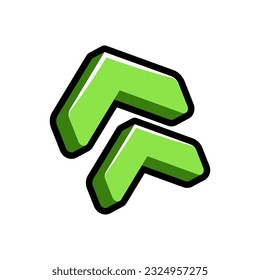 Isolated flat 3d upgrade icon for game, interface, sticker, app. The sign in a cartoon style for match 3 or hyper casual. The sprite can be used like a craft element in hyper casual mobile game