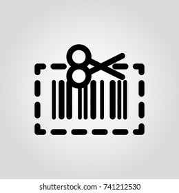 Isolated flat barcode icon with scissors showing sale promotion