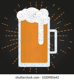 Isolated flat beer glass. Vector logo. Design element for restaurant, pub, beer fest.