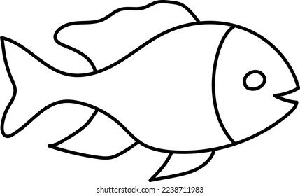 isolated flat black outline of a fish