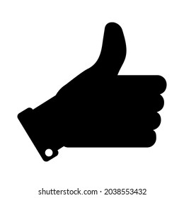 Isolated flat black right thumbs up icon. like button. Hand gesture. Vector illustration. Stock image.