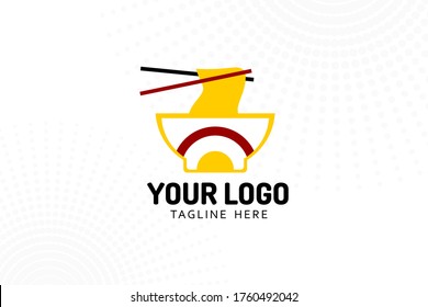 Isolated Flat Bowl Logo Template for your business, restaurant, food court, food stall, ramen noodle, rice bowl, and many more