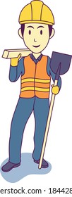 Isolated flat cartoon builder illustration 