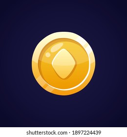 icono de moneda plana aislada para juego, interfaz, sticker, app, etc. El cartel está hecho en un estilo de caricatura con colores brillantes