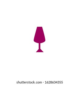 Isolated flat color wine icon. Vector design of a wine-glass. Single beverage logo.