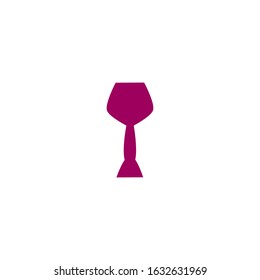Isolated flat color wine icon. Vector design of a wine-glass. Single beverage logo.