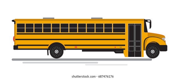 Isolated flat colorful school bus. Isolated on white background