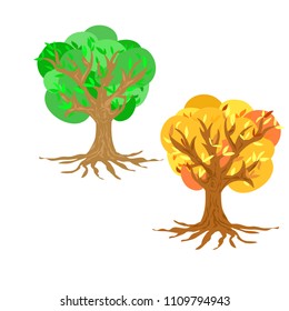 Isolated flat colorful tree set logo