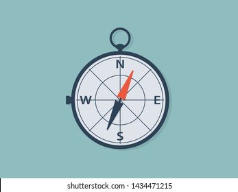 Isolated flat compass for traveler. Vector compass object illustration.