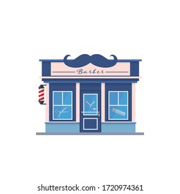Isolated Flat design barber shop building  facade vector illustration