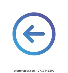 Un diseño plano aislado que muestra una flecha izquierda degradada dentro de un círculo. Diseño simplista con estilo moderno y monocromo.