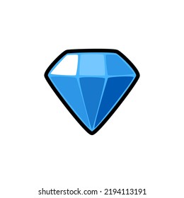 Isolated Flat Diamond Gem Icon For Game, Interface, Sticker, App. The Sign In A Cartoon Style For Match 3. The Sprite Can Be Used Like A Craft Element In Hyper Casual Mobile Game