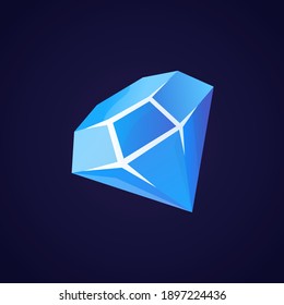 isolated flat diamond icon for game, interface, sticker, app and so on. The sign is made in a cartoon style with bright colors. 