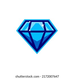 Einzelne flache Diamantensymbol für Spiel, Interface, Aufkleber, App und so weiter. Das Schild ist in einem Cartoon-Stil mit hellen Farben gefertigt.