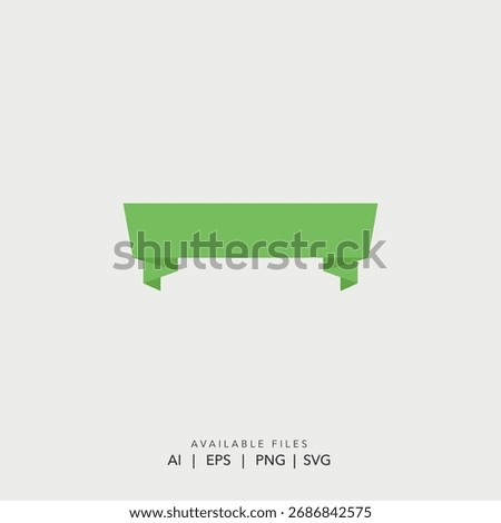 Isolated flat green folded ribbon vector, Modern emerald vector ribbon label with copy space