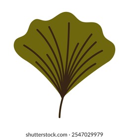 Folhas isoladas de ginkgo biloba verde liso destacadas sobre um fundo branco. Um ícone ecológico da natureza. Ilustração vetorial. ícone de produto orgânico no livreto. Ícone de Plantas Medicinais e Cosméticas