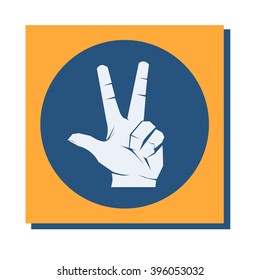 Isolated Flat Hand With Three Fingers Icon Vector Illustration
