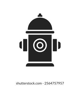 Isolated flat icon of fire hydrant, black, simple design, for firefighting, emergency, safety, and rescue