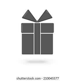 isolated flat icon of gift box decorated with bow 