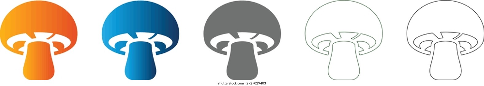 Icono plano aislado de un hongo como parte de un conjunto de iconos consistente, presentado en un gráfico de Vector negro sólido.