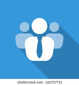 Isolated flat icon of team with leader in blue colors
