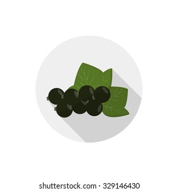 Isolated flat icon of vegetarian eating berries on a white background. Ripe black currant. Vector illustration