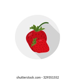 Isolated flat icon of vegetarian eating berries on a white background. Ripe red strawberry. Vector illustration