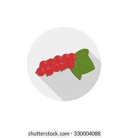 Isolated flat icon of vegetarian eating berries on a white background. Ripe red currants. Vector illustration
