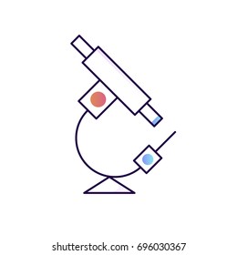 Isolated flat line school microscope icon. School Biology Equipment. Vector illustration.