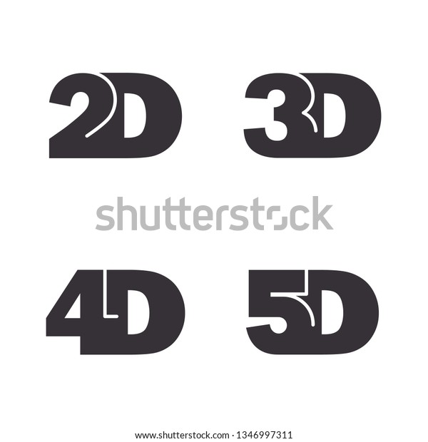 Isolated Flat Logos 2d 3d 4d Stock Vector Royalty Free