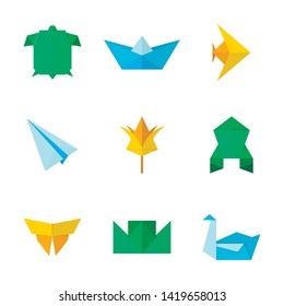 Isolated flat origami for decorative design. Oriental geometric ornament