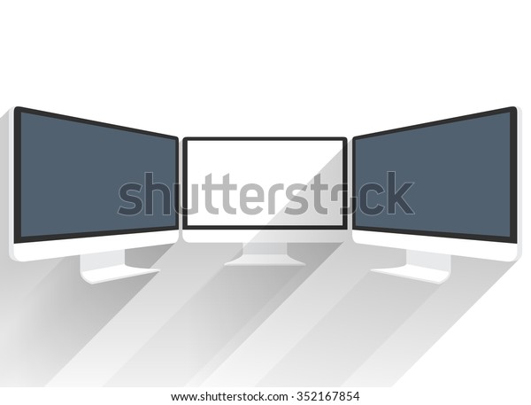 Isolated flat screen white picture. Black LCD\
screen sideview. Black LCD monitor presentations. Display monitor\
perspective vector mockup. Realistic computer monitor. Device\
mockups. Computer\
monitor