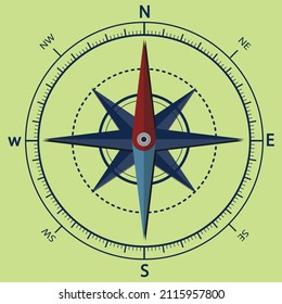 Isolated flat silver compass. compass traveler.