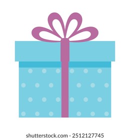 Isolated flat style gift box on white background for birthday celebration, Christmas gift, special sales offers.