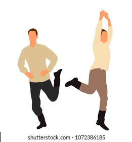 isolated, flat style guys dancing