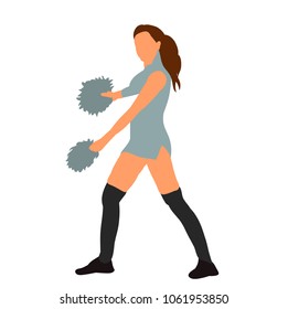 isolated, flat style, icon silhouette of girl cheerleader, sport, cheerleading