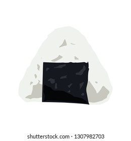 Isolated flat style japanese foods : Onigiri or rice ball on white background clip art, cartoon