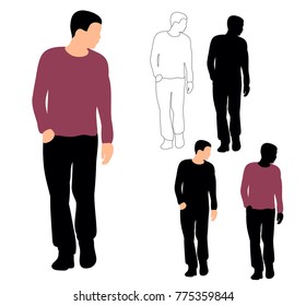  isolated, flat style man, without face