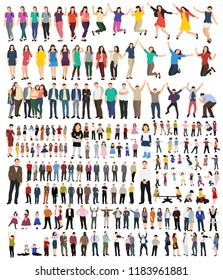 isolated, flat style people, set