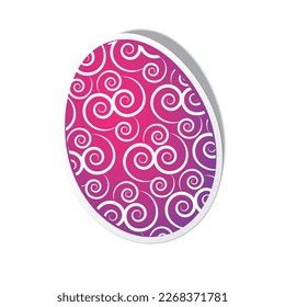 Isolated Flat Style Purple Painted, Ornamentally Patterned Easter Egg - Template for Easter Designs on White Background - Vector Illustration